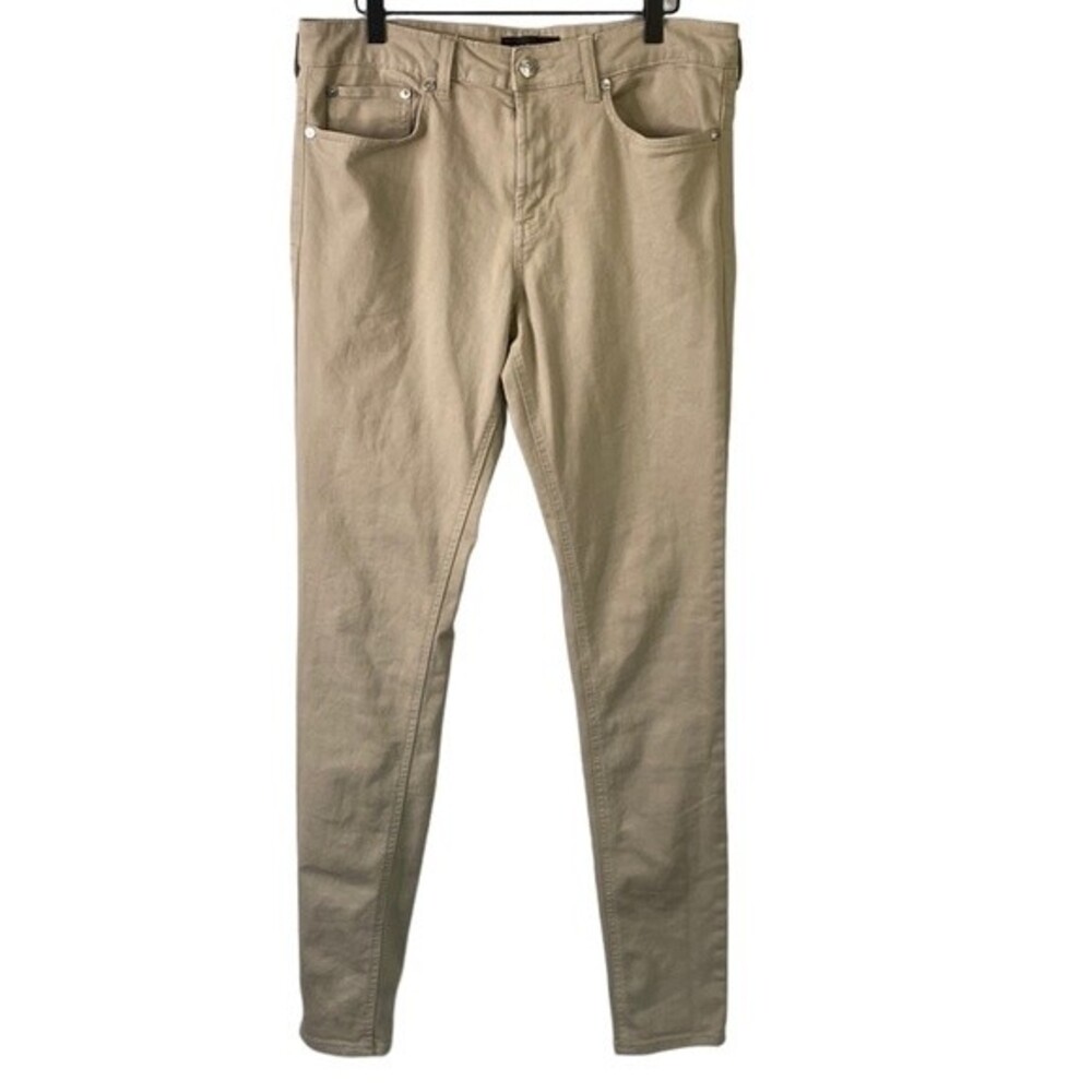 PacSun Khaki Stacked Skinny Jean Active 4-Way Stretch 5 Pocket Design Button Zip - Picture 3 of 16
